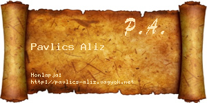 Pavlics Aliz névjegykártya